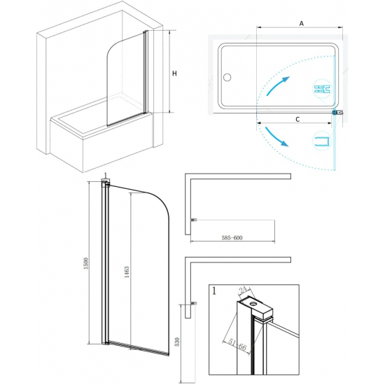 Шторка для ванны RGW Screens SC-09B 60 см