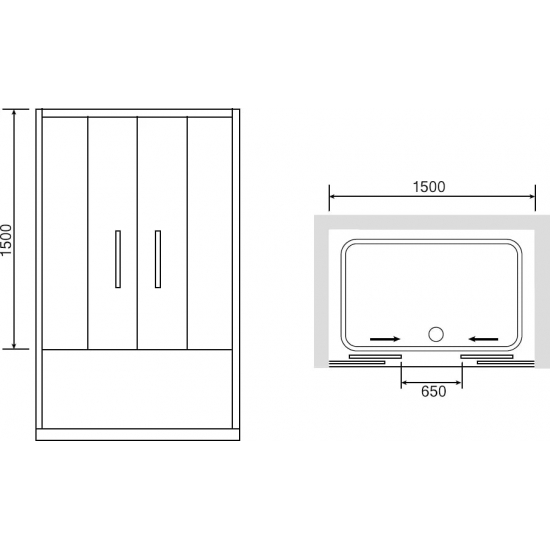 Шторка для ванны RGW Screens SC-61 1500х1500 профиль хром, стекло матовое