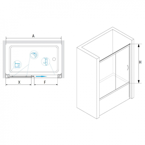 Шторка для ванны RGW Screens SC-62 1500х1500 профиль хром, стекло матовое