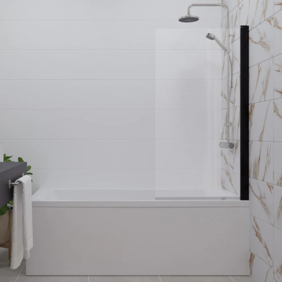 Шторка для ванны ТРИТОН Соло-Блэк 75x140, профиль черный матовый