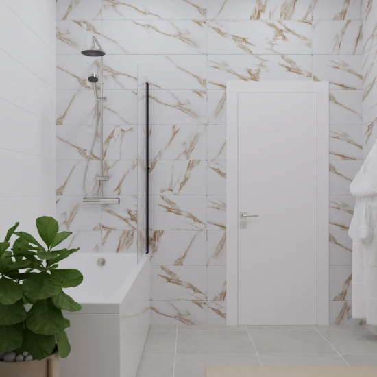 Шторка для ванны ТРИТОН Соло-Блэк 75x140, профиль черный матовый