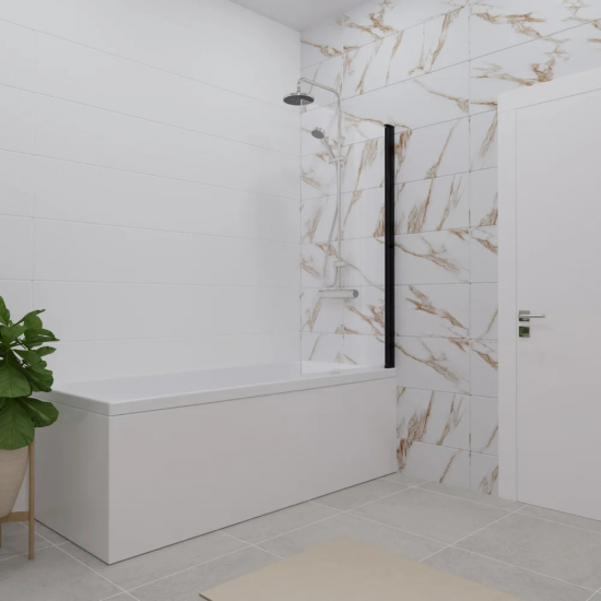 Шторка для ванны ТРИТОН Соло-Блэк 75x140, профиль черный матовый