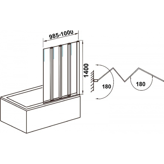Шторка для ванны WELTWASSER WW100 100ZA4-100 100x140