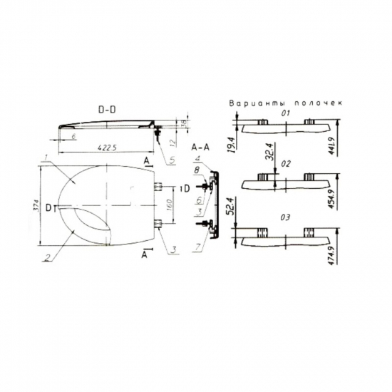 Сиденье для унитаза РБМ СПУ-1 Воротынск, Славута, Оскольская керамика