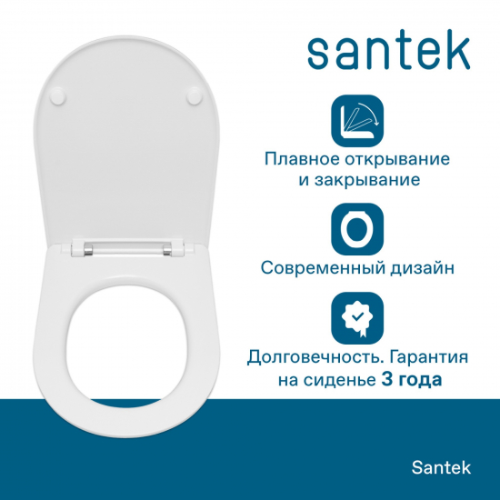 Сиденье для унитаза SANTEK Остин 1WH302485 тонкое с микролифтом, быстросъёмное дюропласт