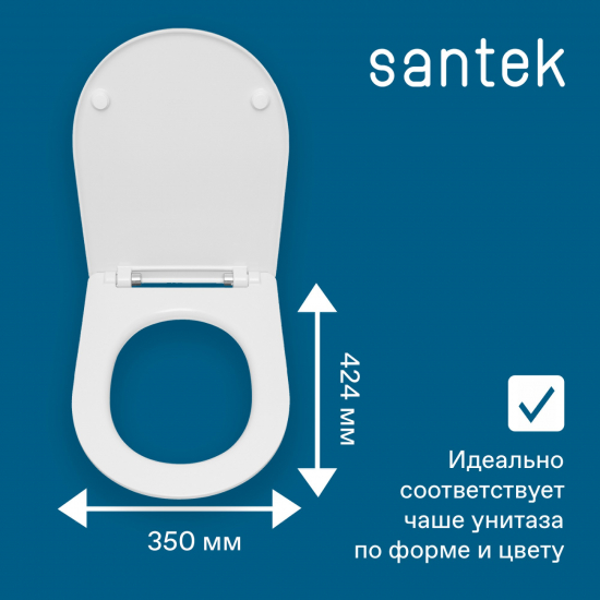 Сиденье для унитаза SANTEK Остин 1WH302485 тонкое с микролифтом, быстросъёмное дюропласт