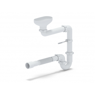 Сифон АНИ ПЛАСТ DR5015 1 1/2"*40 прямоточный смещенный с разрывом струи, с гибкой трубой 40*40/50