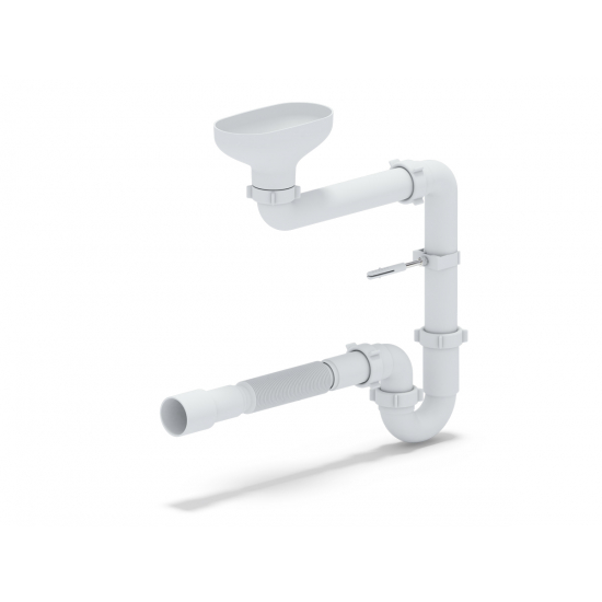 Сифон АНИ ПЛАСТ DR5015 1 1/2"*40 прямоточный смещенный с разрывом струи, с гибкой трубой 40*40/50