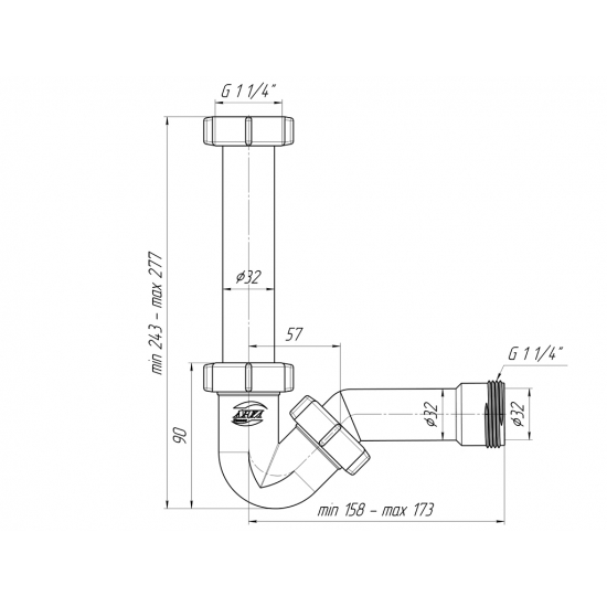 Сифон для биде АНИ ПЛАСТ BD1020 1 1/4*32 без выпуска 