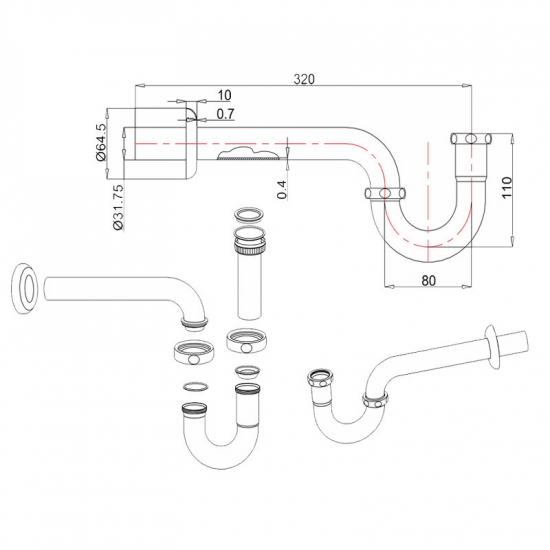 Сифон для биде KAISER 976-1An