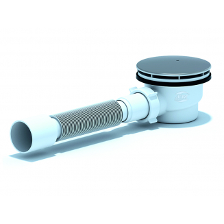 Сифон для душевого поддона АНИ-ПЛАСТ 1 1/2"*90, h 65 c гибкой трубой 375*40/50, Е325C хром