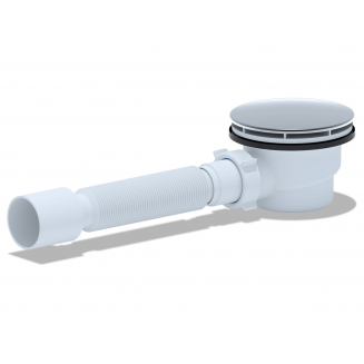 Сифон для душевого поддона АНИ-ПЛАСТ 1 1/2"*90 h 65мм с гибкой трубой 375*40*50, Е325VAL вальцовка