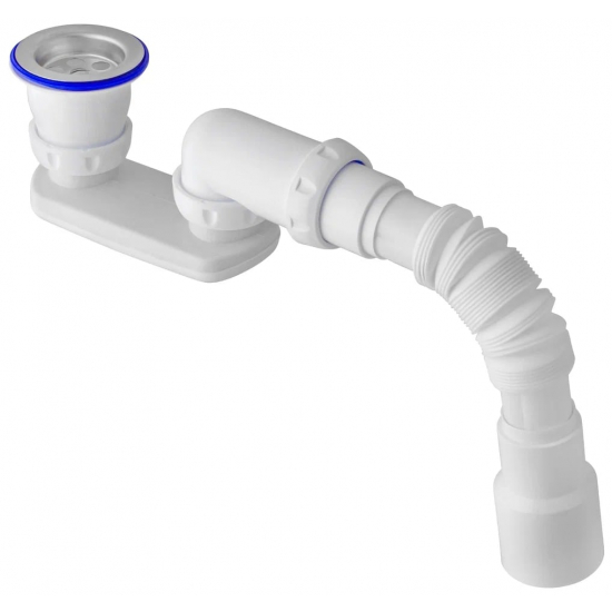 Сифон для душевого поддона UNICORN 1 1/2"*40 плоский, с гофрой 40*40/50 G22 