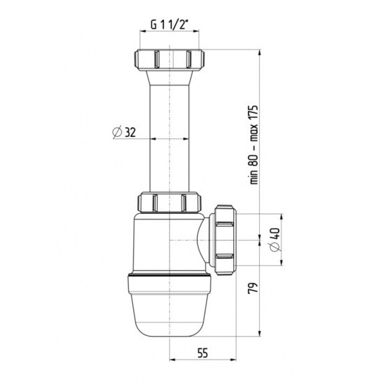 Сифон для раковины  AKVATER S1020 1 1/4"х40 мм