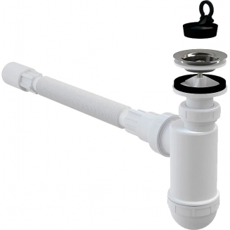 Сифон для раковины  ALCA PLAST 1 1/2"*40 с пробкой пластик A41+A71