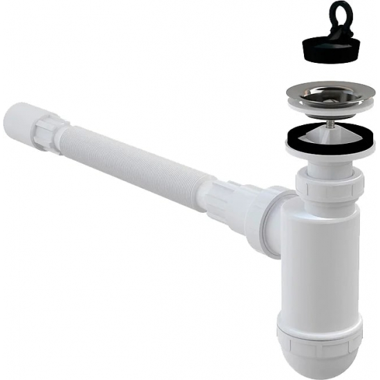 Сифон для раковины  ALCA PLAST 1 1/2"*40 с пробкой пластик A41+A71
