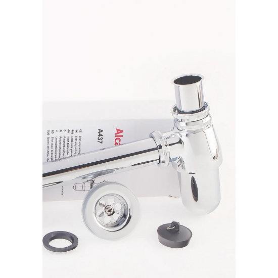 Сифон для раковины  ALCA PLAST Ø32, цельнометаллический, с водосливом 5/4" A437