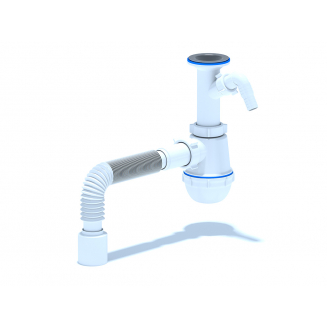 Сифон для раковины АНИ ПЛАСТ 1 1/2"*40 АНИ Грот с носиком с гофрой 40х50 А2010