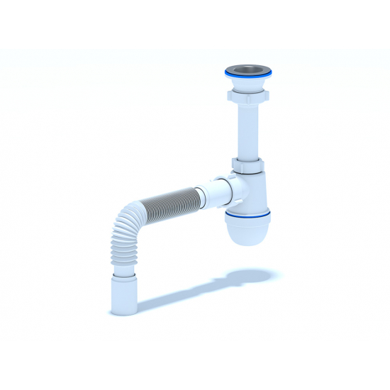 Сифон для раковины АНИ ПЛАСТ 1 1/2"*40 АНИ с гофрой 40*40 C0105