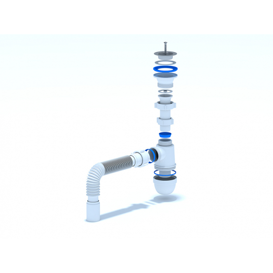 Сифон для раковины АНИ ПЛАСТ 1 1/2"*40 АНИ с гофрой 40*40 C0105