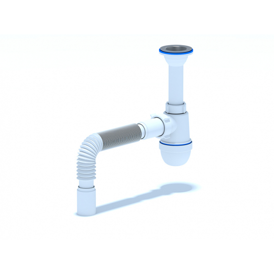 Сифон для раковины АНИ ПЛАСТ 1 1/2"*40 АНИ с гофрой 40*40 С0505