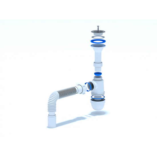 Сифон для раковины АНИ ПЛАСТ 1 1/2"*40 АНИ с гофрой 40*40 С0505