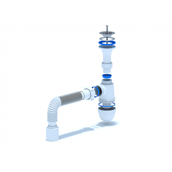 Сифон для раковины АНИ ПЛАСТ 1 1/4"*40 АНИ с литым выпуском, с гофрой 40*50 C2010