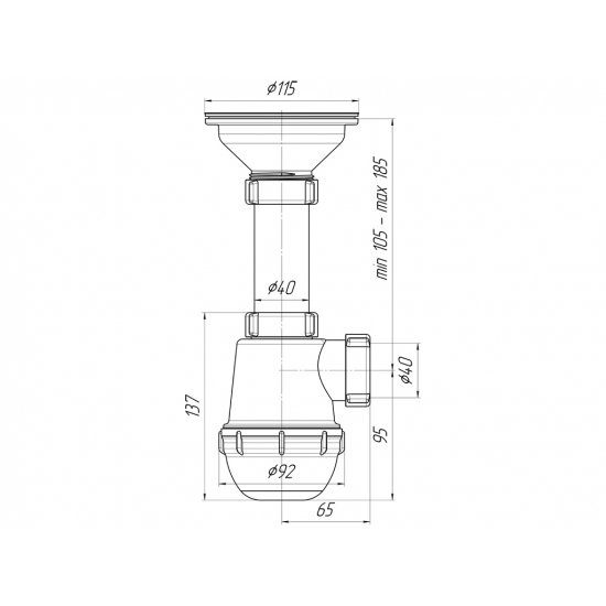 Сифон для раковины АНИ ПЛАСТ 3 1/2"*40 АНИ Грот А0150