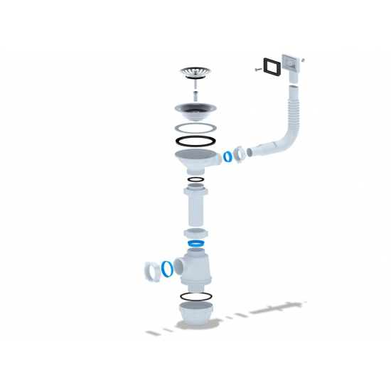 Сифон для раковины АНИ ПЛАСТ 3 1/2"*40 АНИ Грот с гибким переливом А0145S
