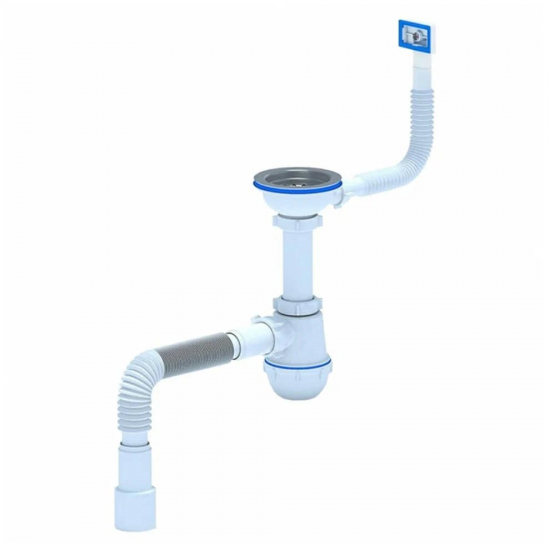 Сифон для раковины АНИ ПЛАСТ 3 1/2"*40 АНИ Грот с гибким прямоугольным переливом 40*40/50 A0145SA15