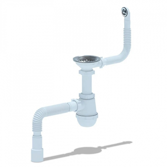 Сифон для раковины АНИ ПЛАСТ 3 1/2"*40 АНИ Грот  с круглым гибким переливом с гофрой A0142SA15