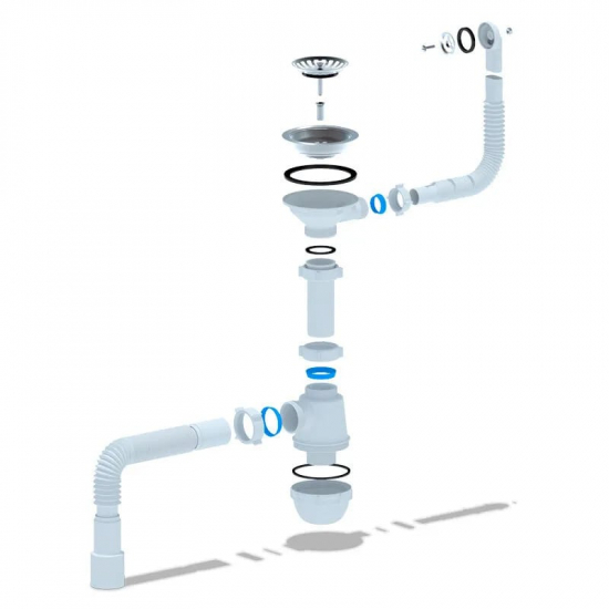 Сифон для раковины АНИ ПЛАСТ 3 1/2"*40 АНИ Грот  с круглым гибким переливом с гофрой A0142SA15