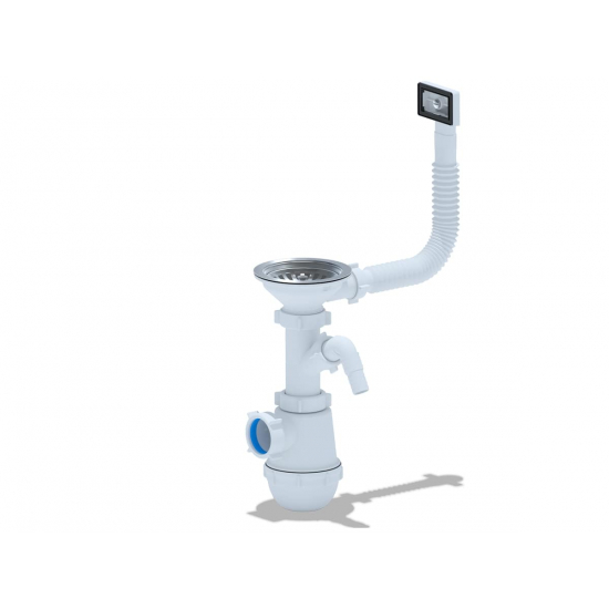 Сифон для раковины АНИ ПЛАСТ 3 1/2"*40 АНИ Грот с носиком, гибким прямоугольным переливом  А1045S