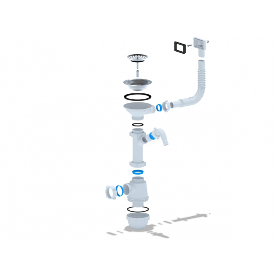 Сифон для раковины АНИ ПЛАСТ 3 1/2"*40 АНИ Грот с носиком, гибким прямоугольным переливом  А1045S