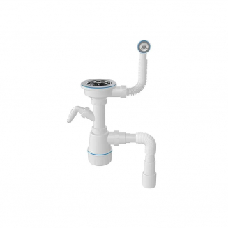 Сифон для раковины AQUANOVA  3 1/2"*40 с круглым переливом, подключение стиральной машины 40/50 1048