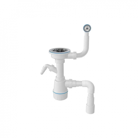 Сифон для раковины AQUANOVA  3 1/2"*40 с круглым переливом, подключение стиральной машины 40/50 1048