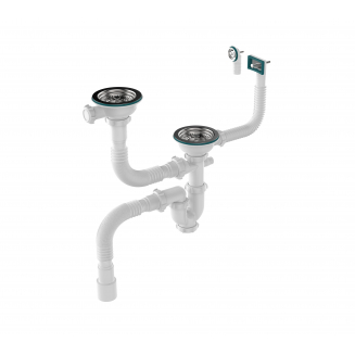 Сифон для раковины AQUANT UD0130-12-MR 3*1/2 двойной разноуровневый универсальный