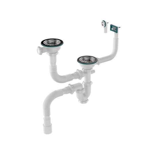 Сифон для раковины AQUANT UD0130-12-MR 3*1/2 двойной разноуровневый универсальный