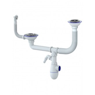 Сифон для раковины двойной UNICORN B710VP  3 1/2"*40 с носиком, круглым переливом 40*40/50