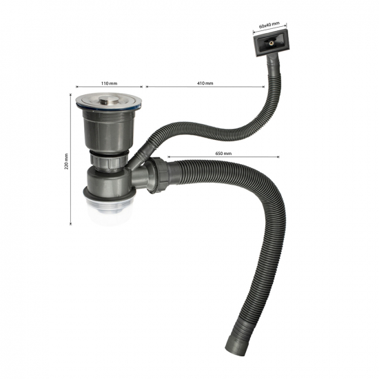 Сифон для раковины FABIA PROFI 8733 3*1/2 шланг и со сьёмной корзинкой для мусора