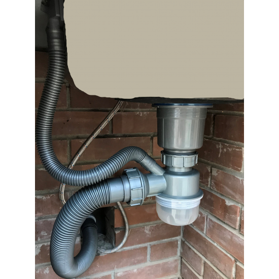 Сифон для раковины FABIA PROFI 8734 3*1/2 шланг и со съёмной корзинкой для мусора ГРАФИТ