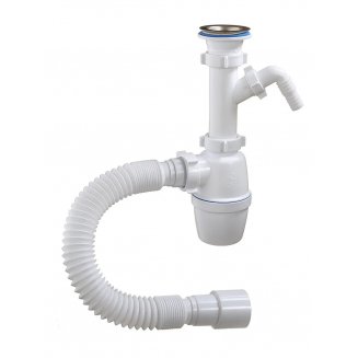 Сифон для раковины ОРИО  1 1/2"х40 мм, с одним отводом и гибкой трубой 40-40/50 А-40059