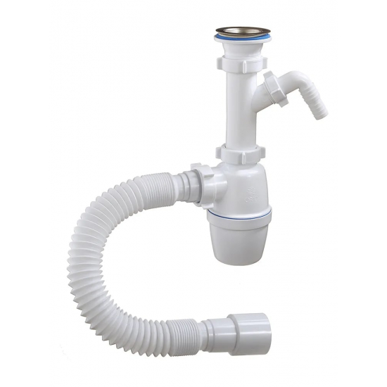 Сифон для раковины ОРИО  1 1/2"х40 мм, с одним отводом и гибкой трубой 40-40/50 А-40059