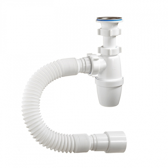 Сифон для раковины ОРИО 1 1/4x40, малый корпус, с гибкой трубой 40-40/50 A3202