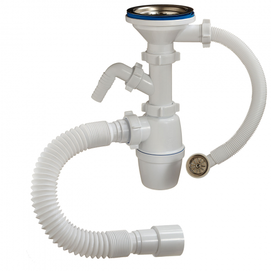 Сифон для раковины ОРИО  3 1/2"х40 мм, с круглым переливом, отводом и гибкой трубой 40-40/50 А-5011