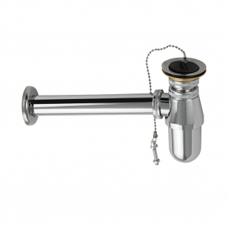 Сифон для раковины САНАКС 8723 с отводом, металлический, латунь хромированная 32мм