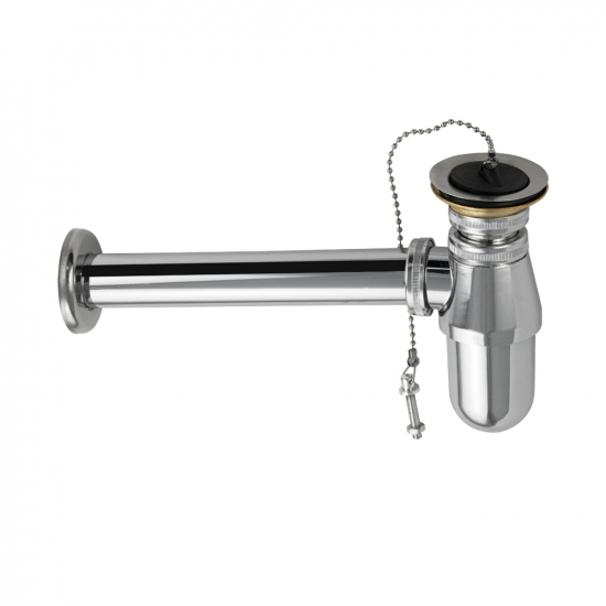 Сифон для раковины САНАКС 8723 с отводом, металлический, латунь хромированная 32мм