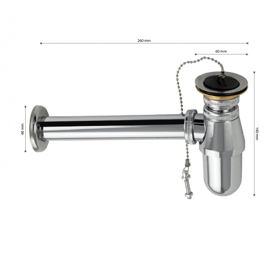 Сифон для раковины САНАКС 8723 с отводом, металлический, латунь хромированная 32мм
