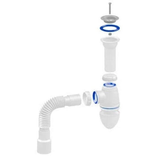 Сифон для раковины UNICORN А120  1 1/2"*40 литой выпуск, с гофрой 40*40*50 