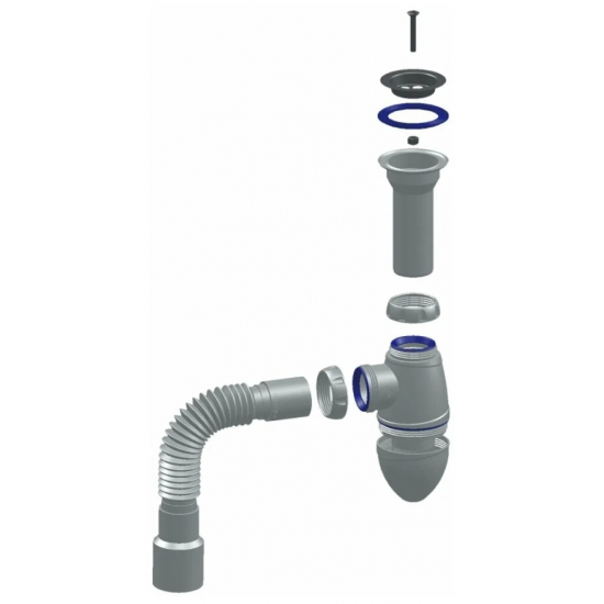 Сифон для раковины UNICORN А120  1 1/2"*40 литой выпуск, с гофрой 40*40*50 